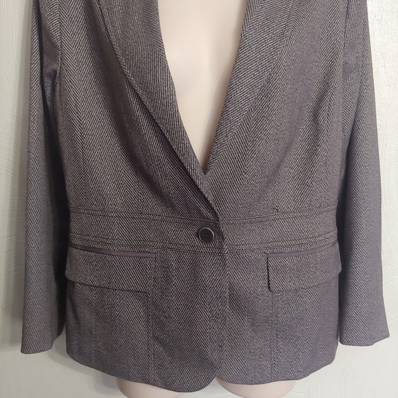 New York & Company 7th Avenue Brown Herringbone Suit Blazer Size Women's 10 - Picture 4 of 9